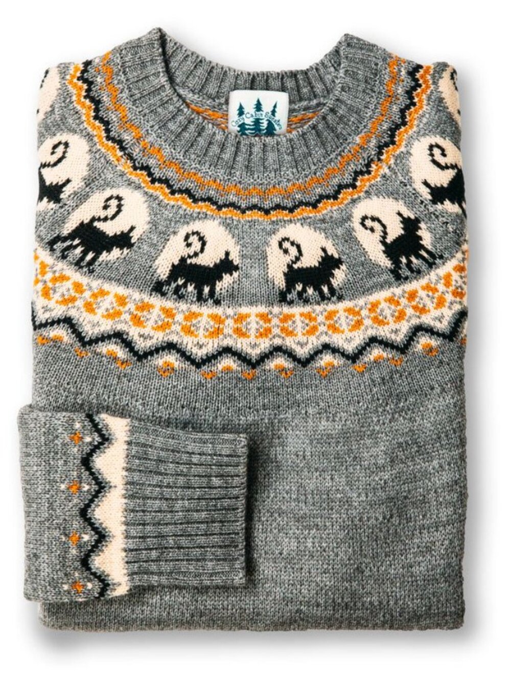 KJP Cozy Cabin Sweater Black Cat and Moon Sweater Halloween
